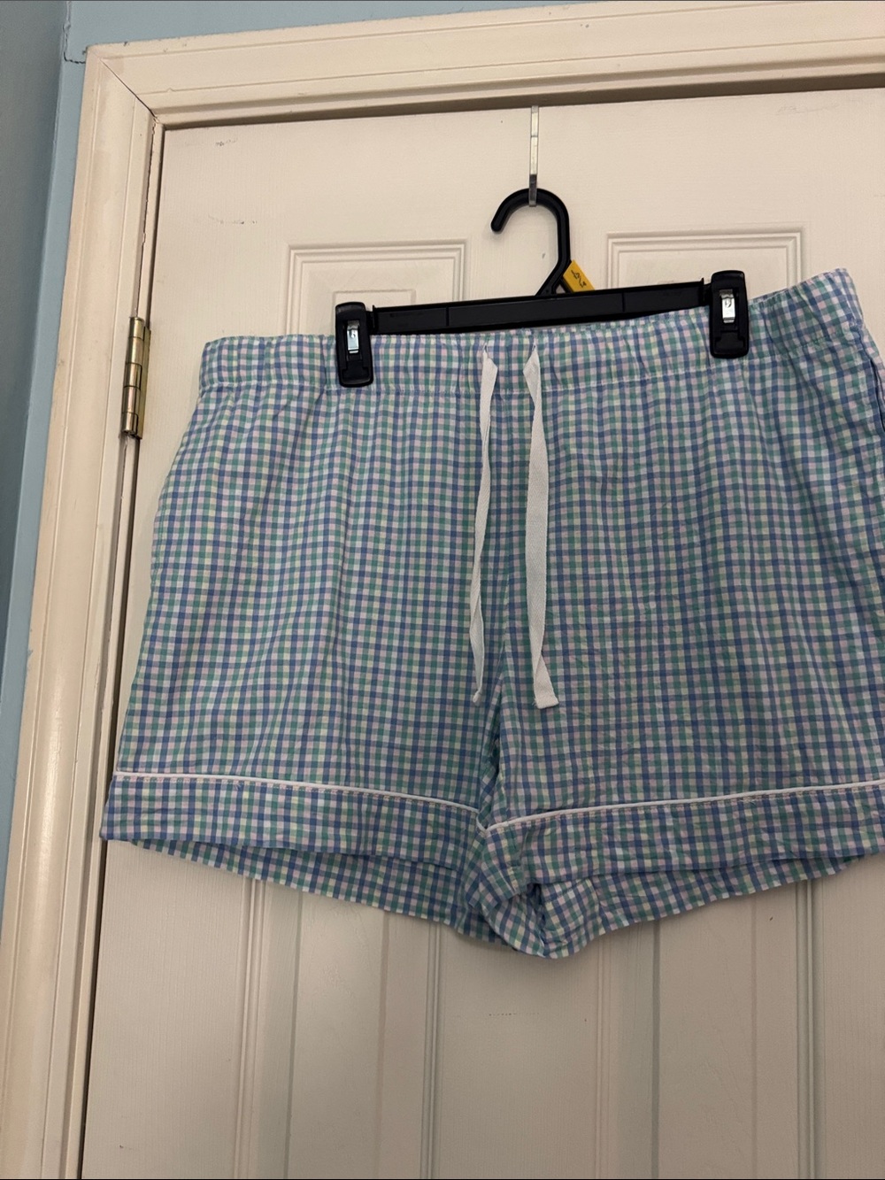 Petite Plume Woman’s Short Sleeve Blue Gingham Shirt Set - Picture 5 of 8